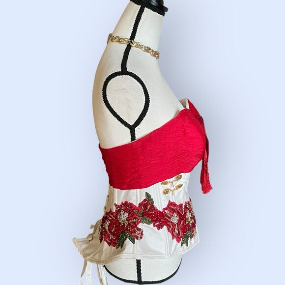 Ragazza Strapless Red/White Christmas Bustier Corset Quinceanera Prom Size 9 M - Picture 8 of 16